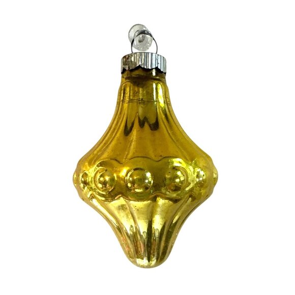 Vintage Shiny Brite Gold Chandelier Drop Glass Ornament USA Mid Century 3.15” - Picture 1 of 5
